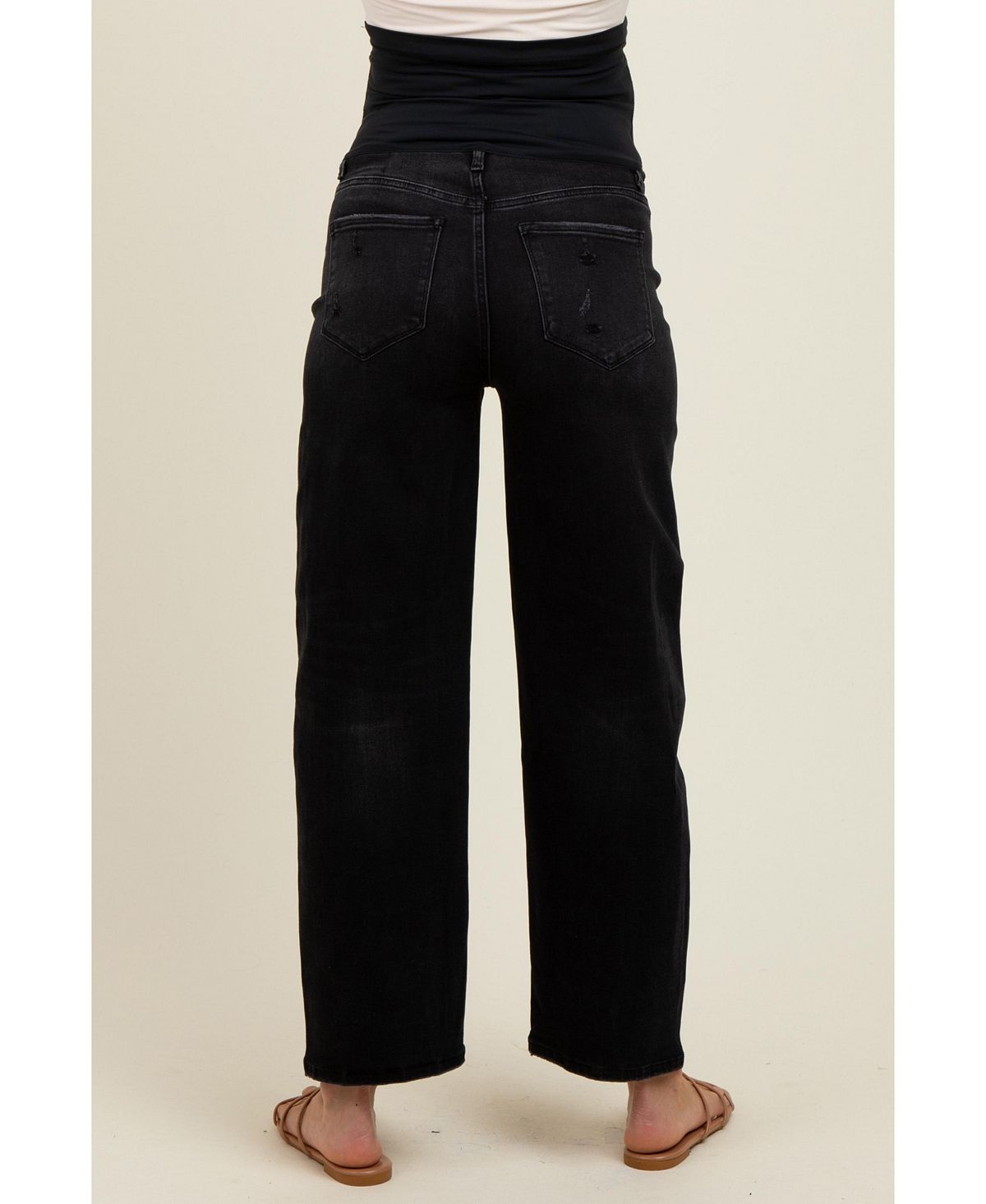 Pinkblush Women's Lightly Distressed Panel Detail Barrel Jeans view 4 — MAYCSS fashion products
