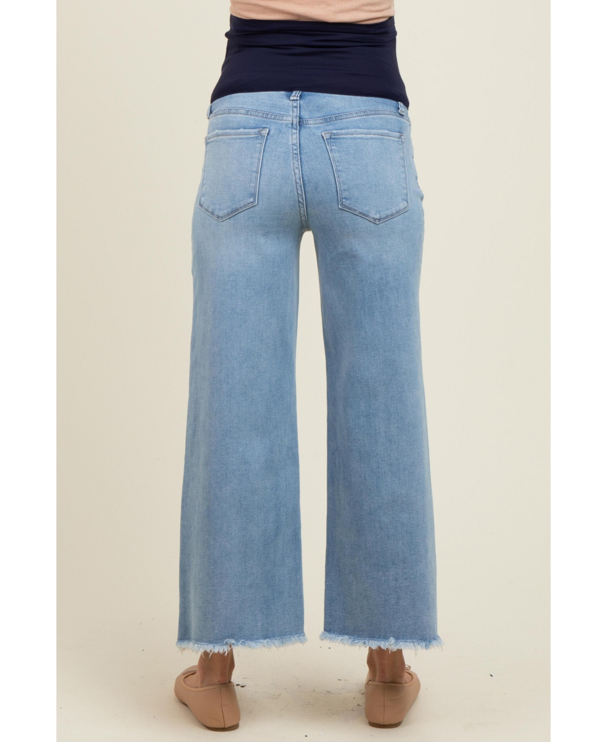 Pinkblush Maternity Blue Fringe Hem Ankle Wide Leg Jeans