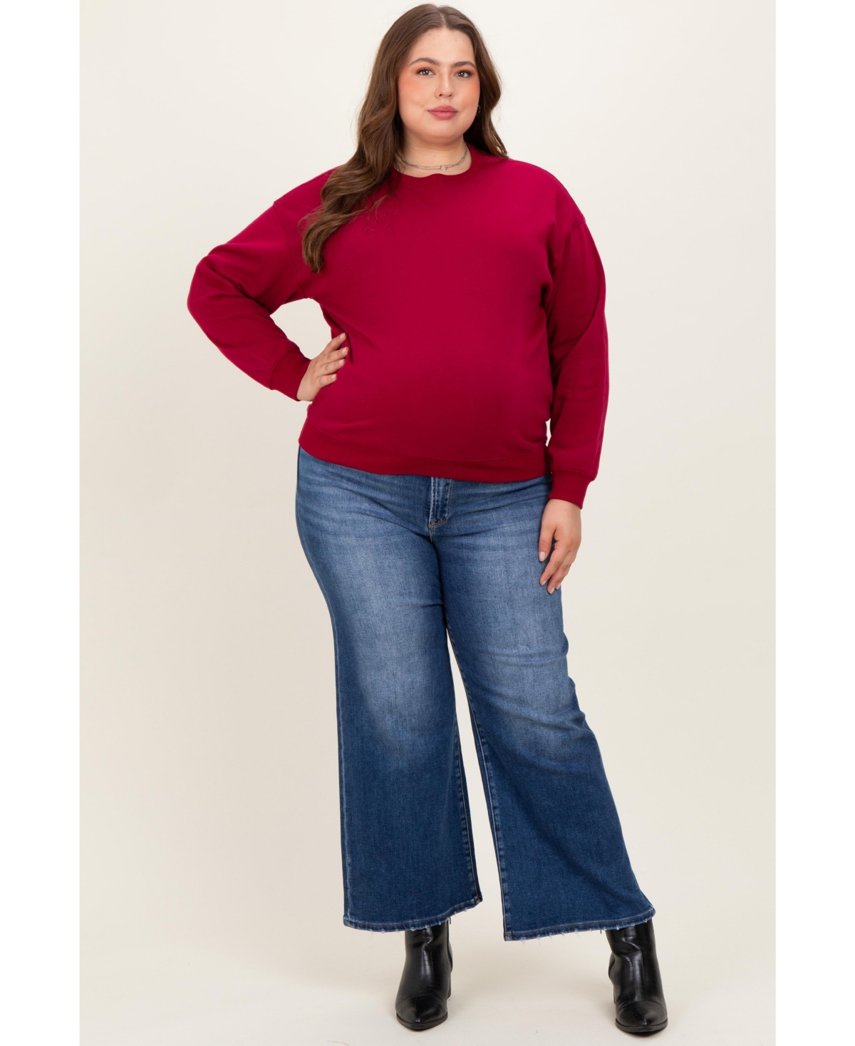 Pinkblush Plus Size Cropped Wide-Leg Jeans