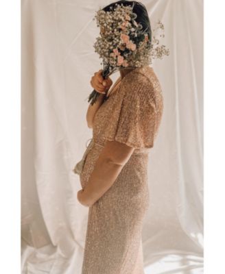 Maternity Sequin Short Sleeve Maxi Dress