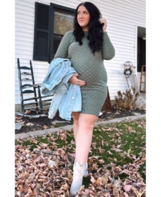 Maternity Olive Soft Brushed Knit Long Sleeve Dress