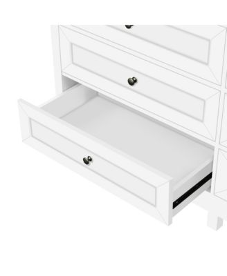 Wood Storage Cabinet with 9 Drawers and Silver Handle