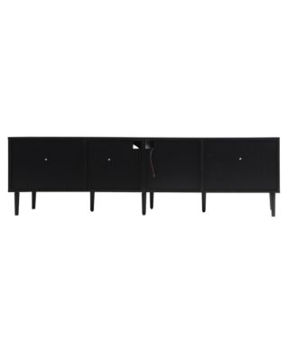 Rattan TV Stand with 3 Cabinets & 2 Drawers Media Console Table for TVs up to 80" with LED Light