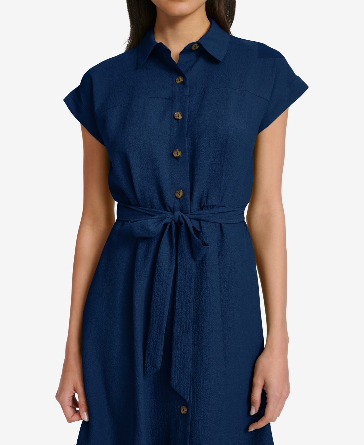 Calvin Klein Women's Belted Cap-Sleeve Shirtdress