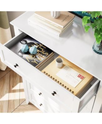  Modern Bedroom Dresser, Tall Wood Chest with Deep Drawers & Metal Knobs