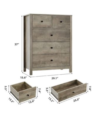 5 Drawer Dresser for Bedroom, Modern Tall Dresser Organizer with Storage Drawers
