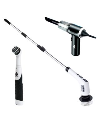 3-in-1 Cordless Rechargeable Cleaning Bundle: Power Scrubber, Extended Brush & Mini Vacuum Duster for Home & Car.