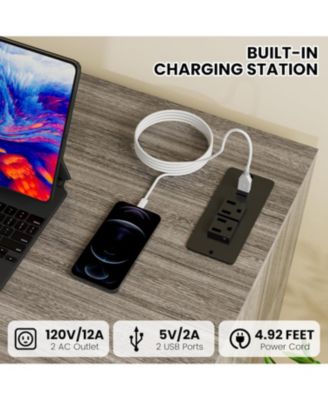 6-Drawer Wood Bedroom Dresser with LED Lights & Charging Station