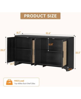 4-Door Boho Sideboard Buffet Cabinet