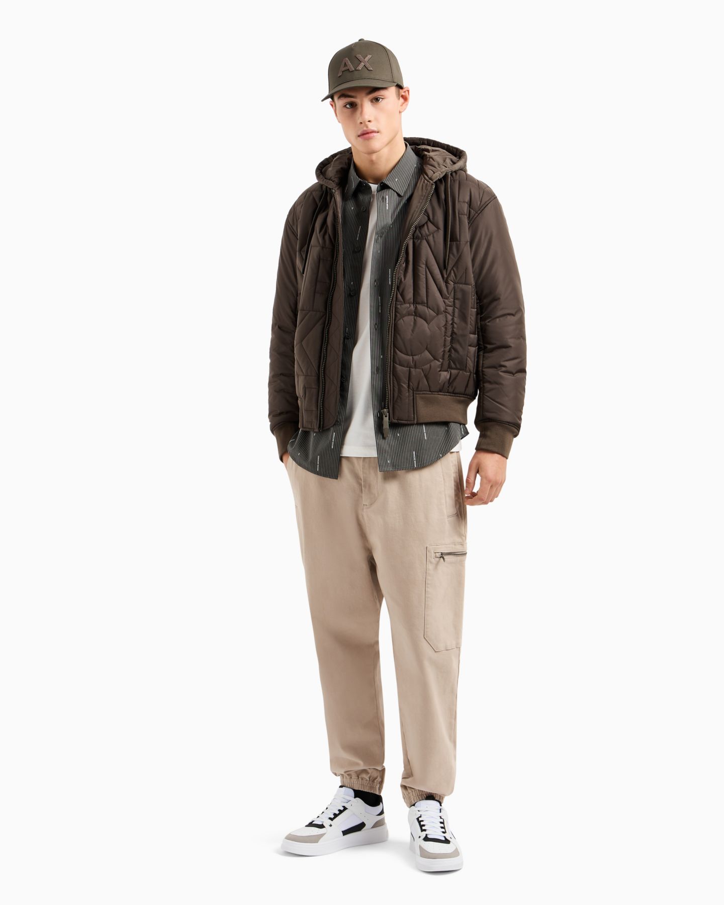 Мужская футболка A|X Armani Exchange A X Regular-Fit Layered-Look, цвет: Молочный белый — фото 2