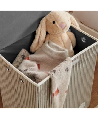 Collapsible Corduroy Kids Plush Laundry Hamper Toy Storage