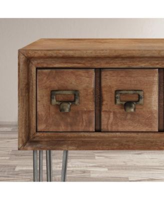 American Vintage Solid Wood Sofa Table with Apothecary Drawers