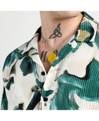 Men's Emerald Green Oversized Swirl Strokes Shirt