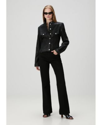 Women's Coated Denim Moto Jacket