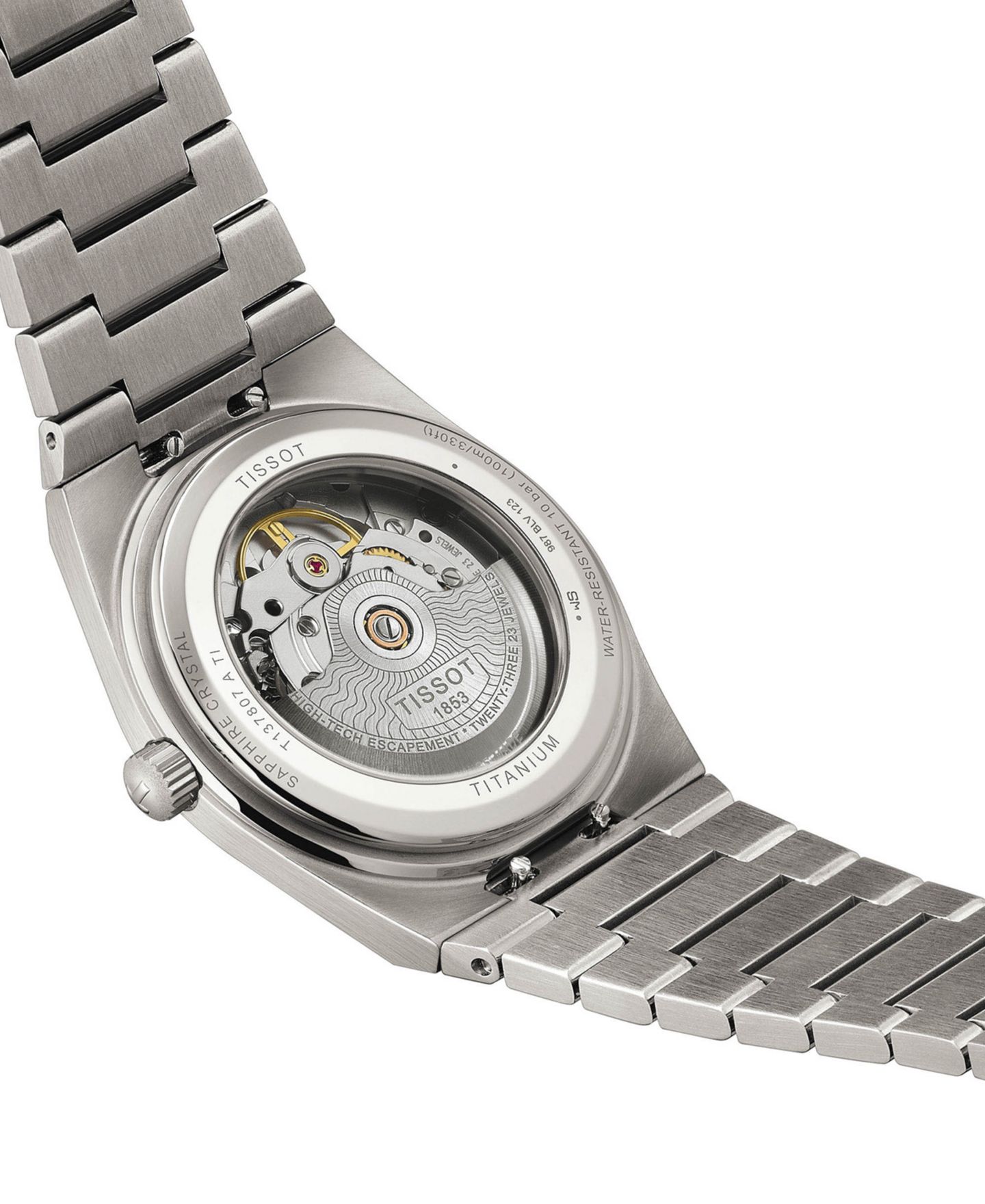 Часы Tissot Unisex Gray Titanium Bracelet Watch, 38mm — фото 7