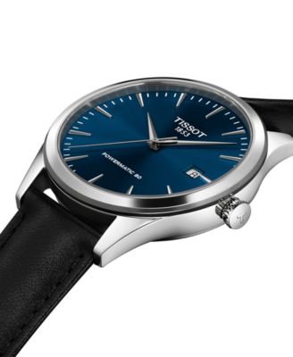 Men's Black Leather Bracelet Watch, 40mm