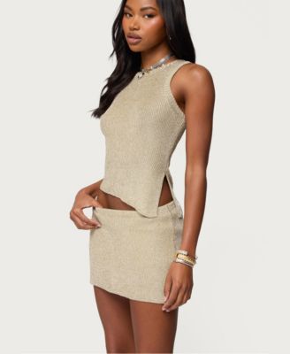 Women's Goldy Asymmetric Metallic Knit Top