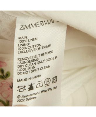 Women's Pink/white Floral Print Linen Scallop Shorts