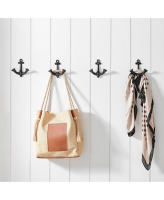 4 Piece Anchor Two-Prong Decorative Wall Double Hook Set