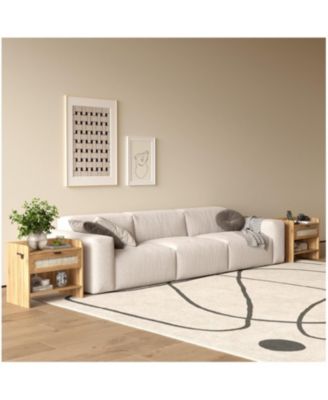 Rattan Nightstand, Bedside Table with Type-C Charging Station - 1 Storage Drawer & Open Storage Space, Boho End Table Side Table