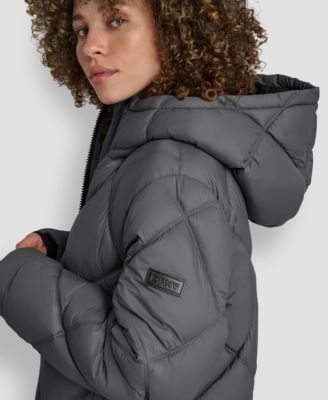 Women's Diamond Quilted Hooded Puffer Coat