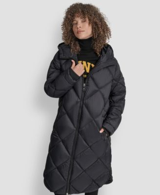 Women's Diamond Quilted Hooded Puffer Coat
