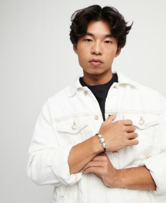 Triple Silver Sphere Cord Bracelet