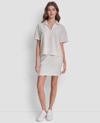 Women's Logo Jacquard Boxy Polo Collared Tee