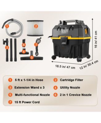 Wet Dry Vac, 4 Gal 5 Peak HP, 3-in-1 Shop Vacuum with Blower, Portable Attachments for Floor, Upholstery, Gaps, Car Cleaning, ETL Listed