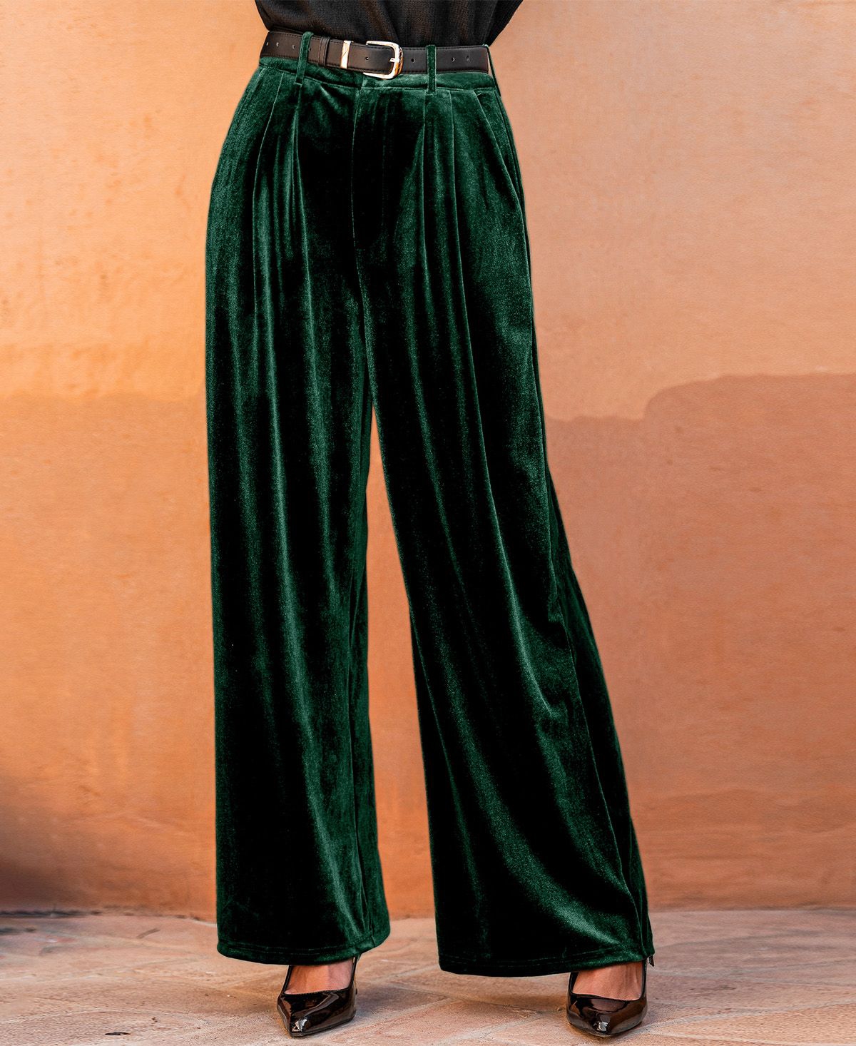 Cupshe Women's Velvet Heat Brown Pants