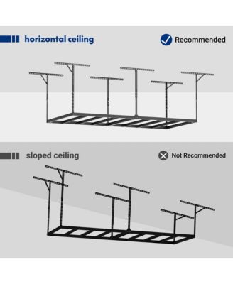 Max Series Frame 48 in. W x 96 in. D x 24 - 40 in. H Black Heavy Duty Ceiling Mounted Overhead Garage Storage Rack-GR48FBMAX-E