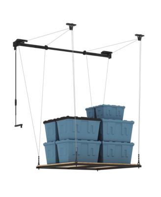 GL2B-E– 4×4 FT GARAGE LIFTING STORAGE RACK WITH RUBBERWOOD PLATFORM  (BLACK)