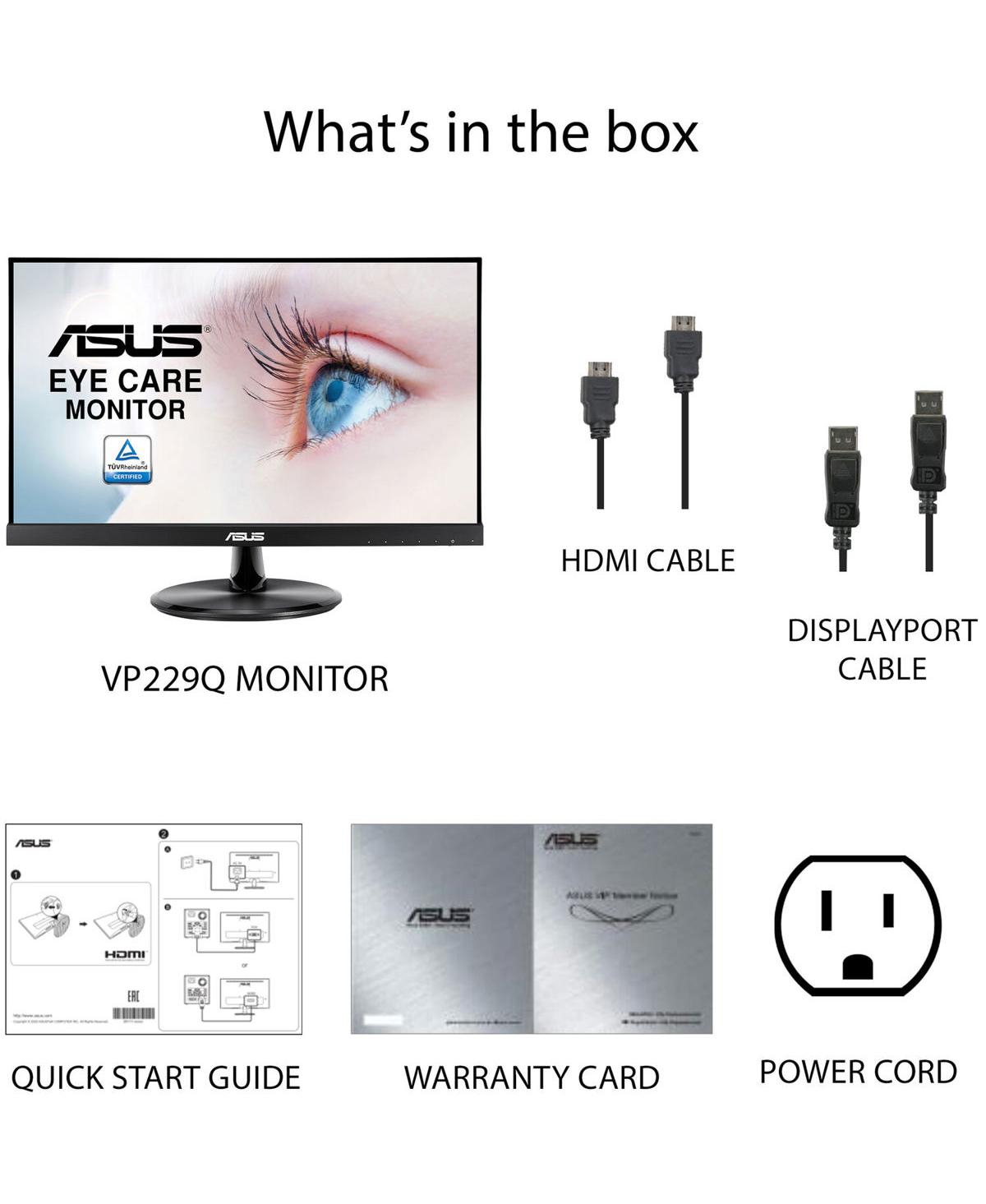 Asus TeK VP229Q 21.5 in. Full Hd 1920 x 1080 16-9 1000-1 5ms Hdmi Dp Speaker Monitor