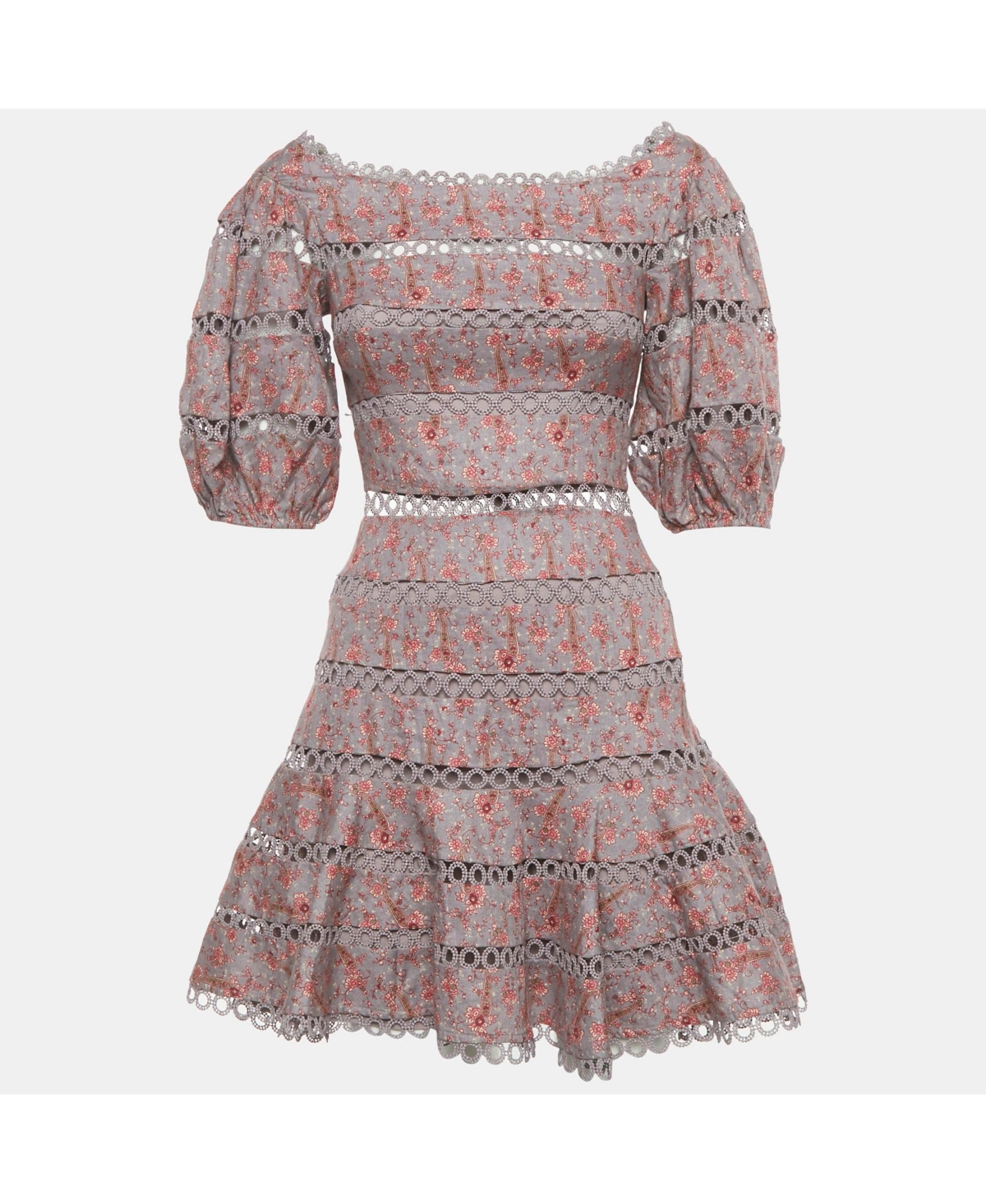 Pre-Owned Zimmermann Women's Mauve Floral Print Linen Juniper Mini Dress