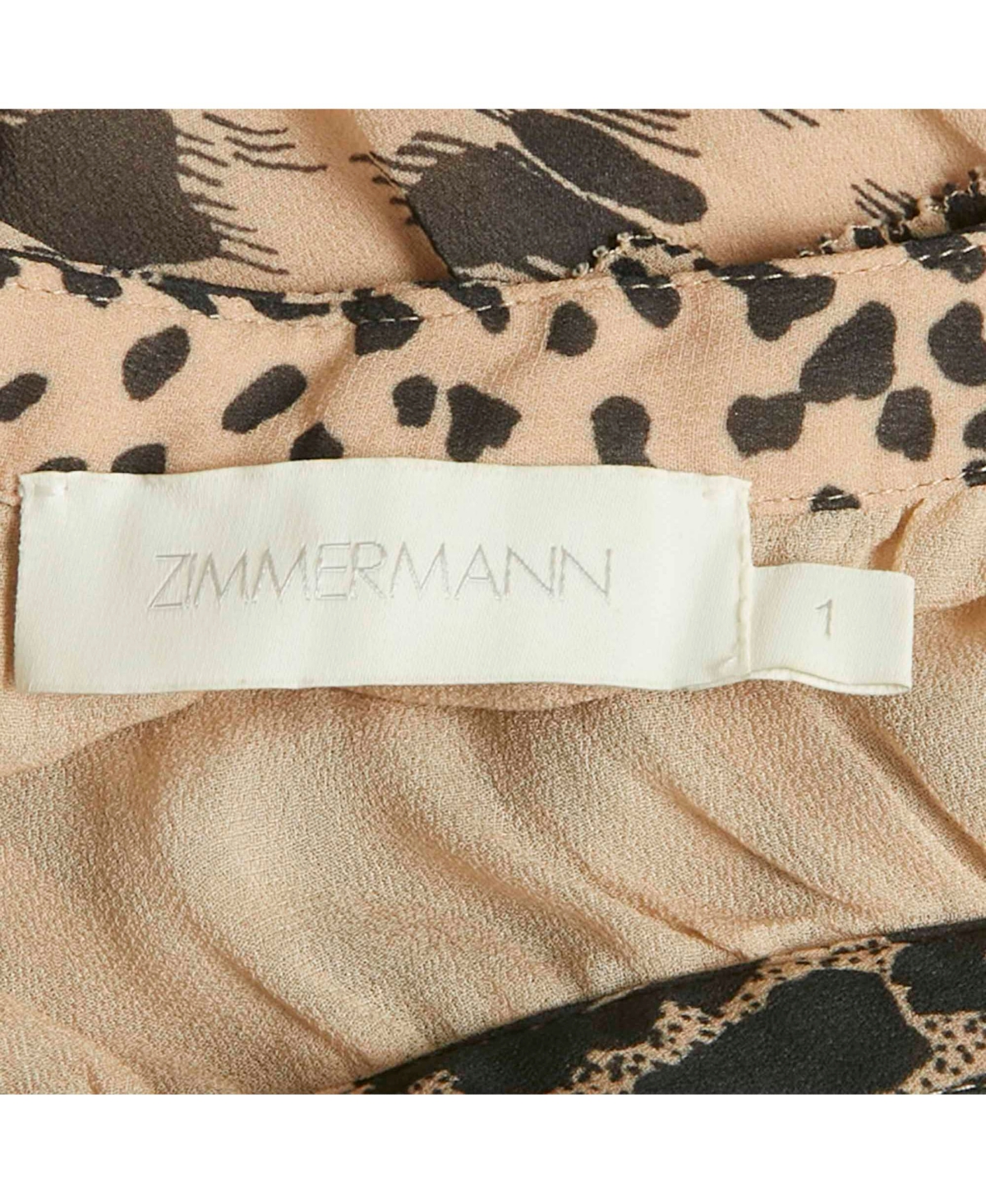 Pre-Owned Zimmermann Women's Beige Chiffon Leopard Print Cut-Out Mini Dress