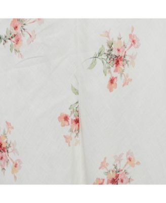 Women's White Floral Print Linen Maxi Dress