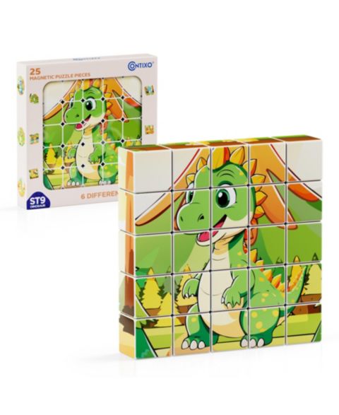 Детский пазл Contixo ST9 Dinosaur Magnetic 6-in-One 25-Piece Puzzle, Ages 3+, цвет: Разноцветный