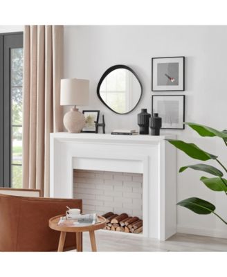 Sonya 24-inch Contemporary Asymmetrical Round Wall Mirror with Raised Black Iron Frame