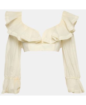 Women's Crepe Ruffled The Lovestruck Crop Top