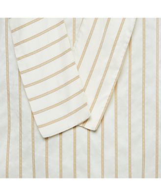 Women's Cream Stripe Silk Neck Tie-Up Detail Blouse