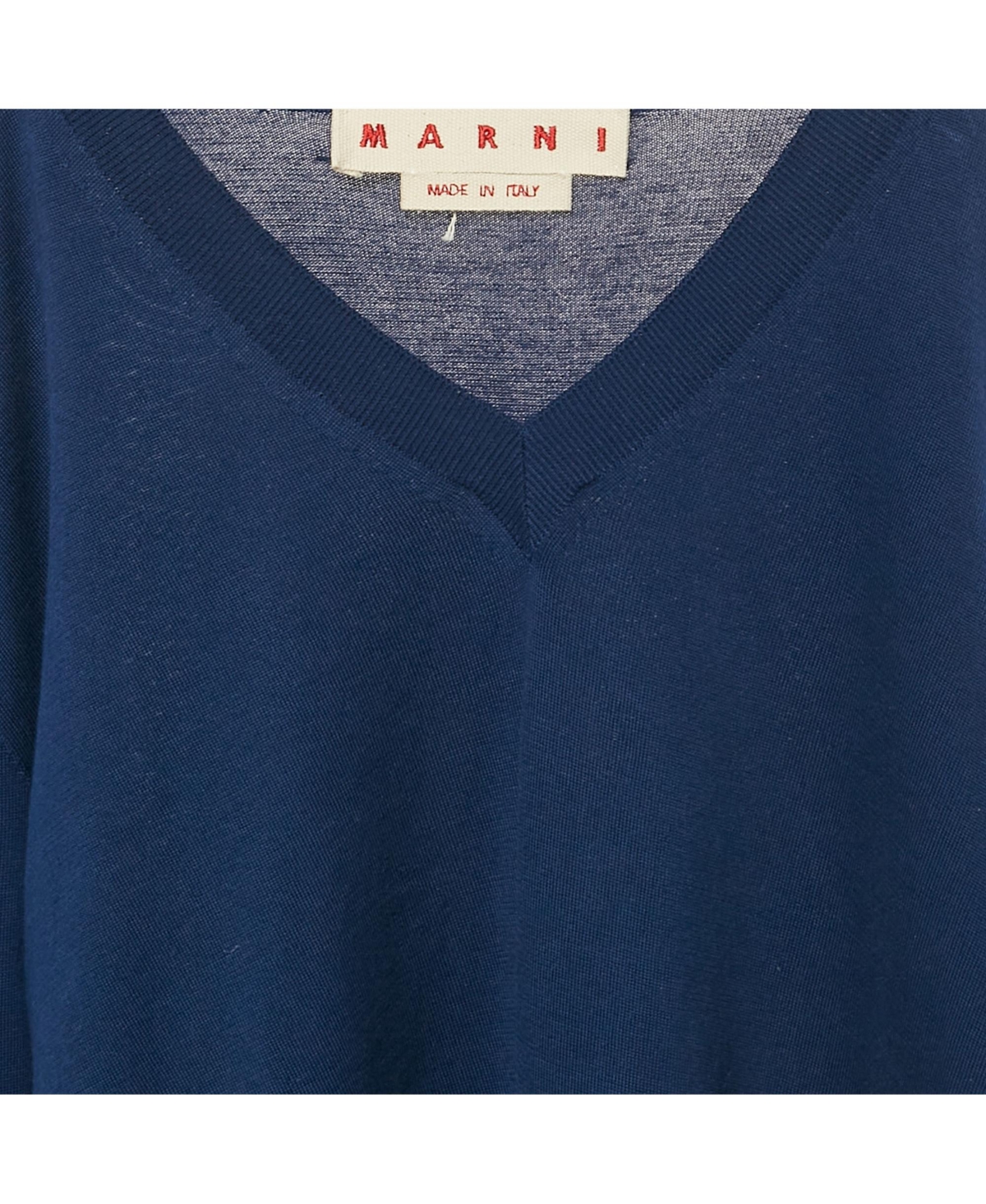 Pre-Owned Marni Women's Royal Blue Cotton Knit And Silk Pleated Asymmetric Top