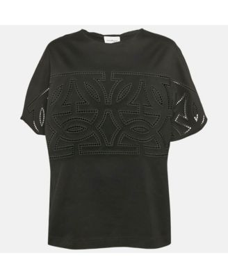 Women's Black Jersey Cut-Out Detail Top