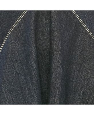 Women's Blue Denim Asymmetric Flared Midi Skirt