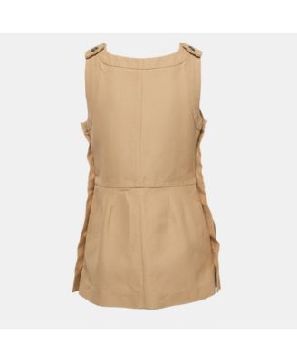 Women's Beige Cotton Buttoned Sleeveless Peplum Top