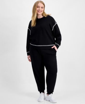 Trendy Plus Size Whipstitch Long-Sleeve Sweatshirt