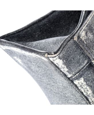 Small Hourglass Top Handle Bag Denim Printed Leather