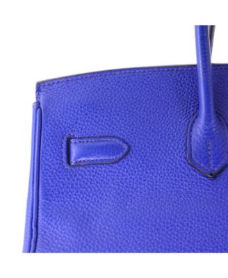 Pre-Owned HERMES Birkin 35 Handbag Blue Togo with Palladium Hardware