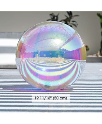 20" Big Shiny Inflatable Mirror Ball Giant Iridescent Reusable Balloon for Large Disco Party Wedding Event Stage Decoration