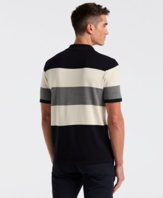 Men's Short-Sleeve Striped Button-Front Sweater