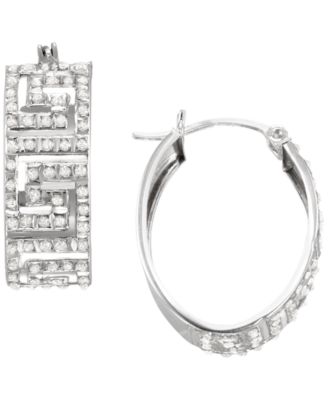 Macy's - Diamond Accent Hoop Earrings (0.01 ct. t.w.) in Sterling Silver